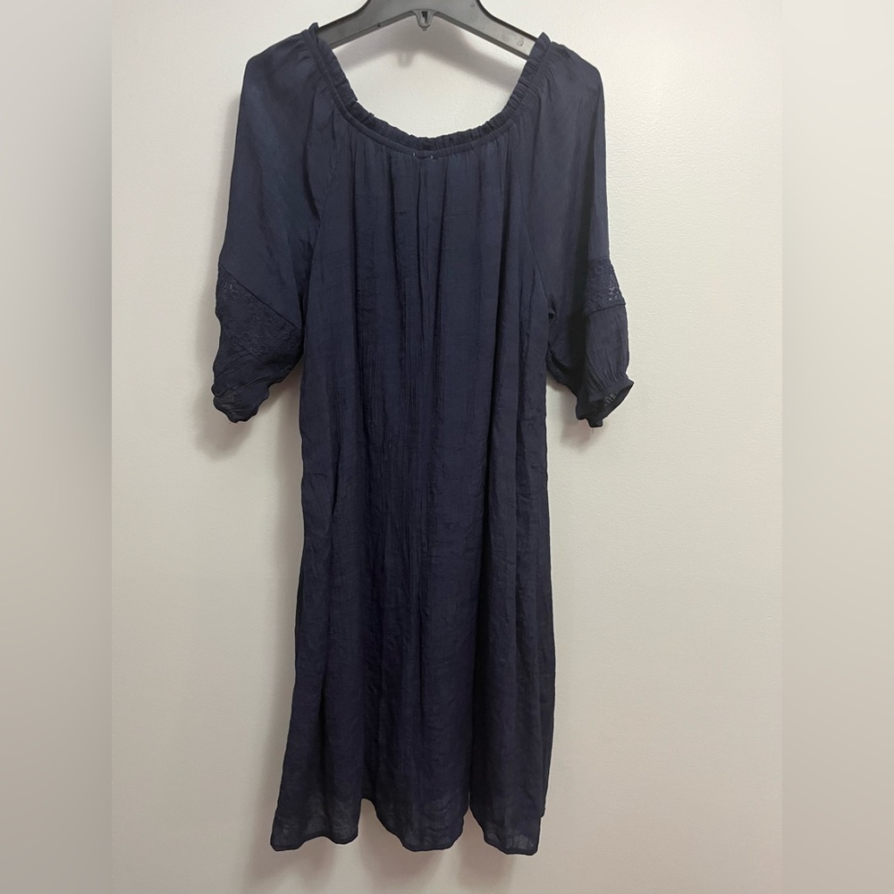 Naïf Anthropologie women's Medium Navy blue bohemian dress 3/4 sleeve - Picture 2 of 5